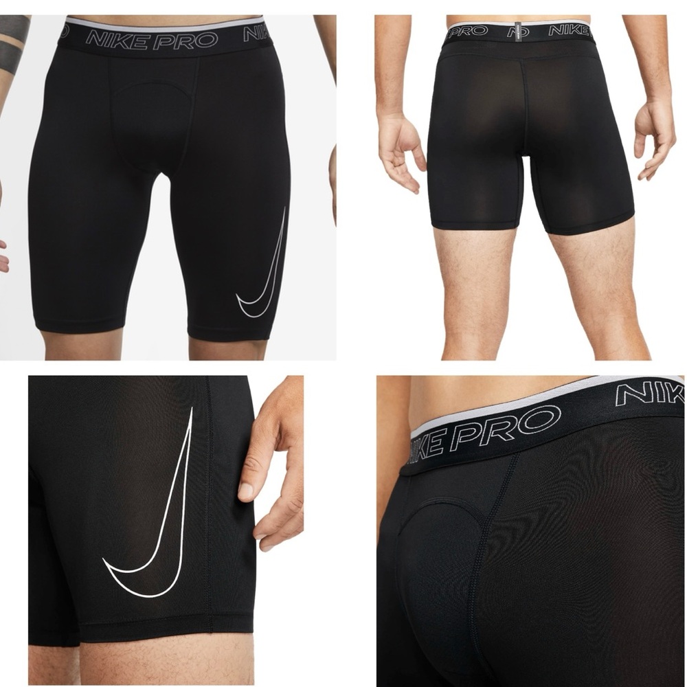 Nike Men's Pro Dri-Fit Long Short in Black/White | Size: 2XL